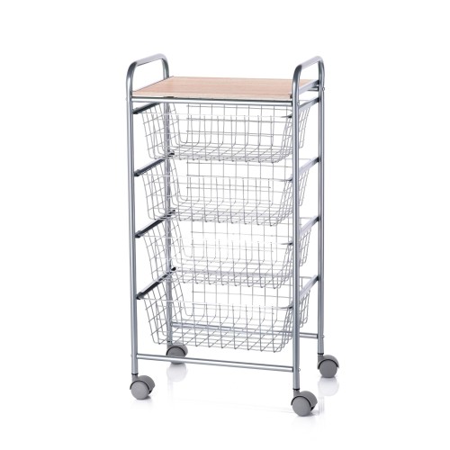 Carrito auxiliar BEECH gris con encimera haya – vista del producto solo