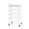 FIesta Kitchen Trolley with 4 removable baskets, white metal frame and beech-effect top FIesta Kitchen Trolley with 4 removable baskets, white metal frame and beech-effect top