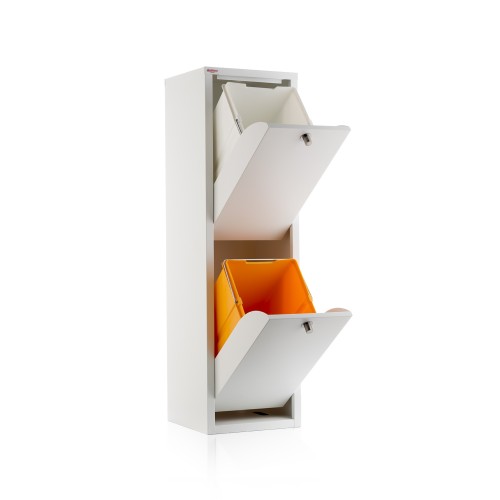 Compact recycling bin with two open compartments for efficient waste sorting