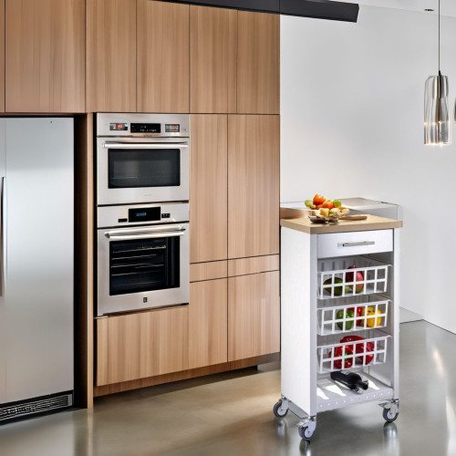 KARA white kitchen trolley with...