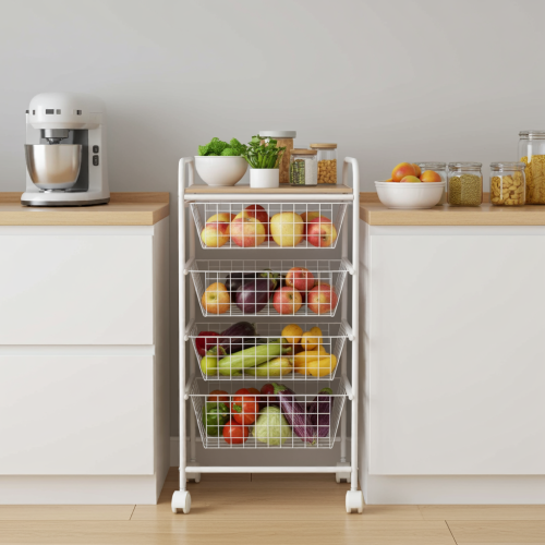 Desserte de cuisine, 4 paniers, Plan...