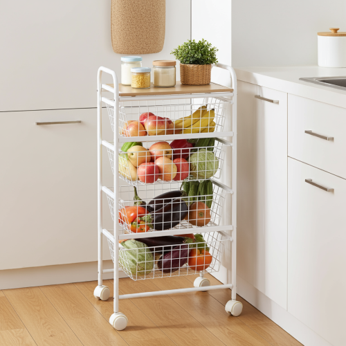 Desserte de cuisine, 4 paniers, Plan...