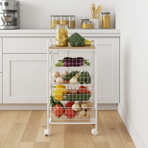 Desserte de cuisine, 4 paniers, Plan...