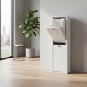Compact white recycling bin with top drawer open in bright modern kitchen