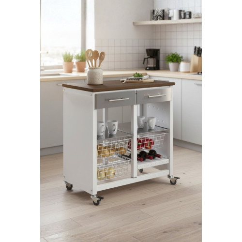 BERGEN Kitchen Trolley Cherry Finish in Contemporary Kitchen – Don Hierro BERGEN Kitchen Trolley Cherry Finish in Contemporary Kitchen – Don Hierro