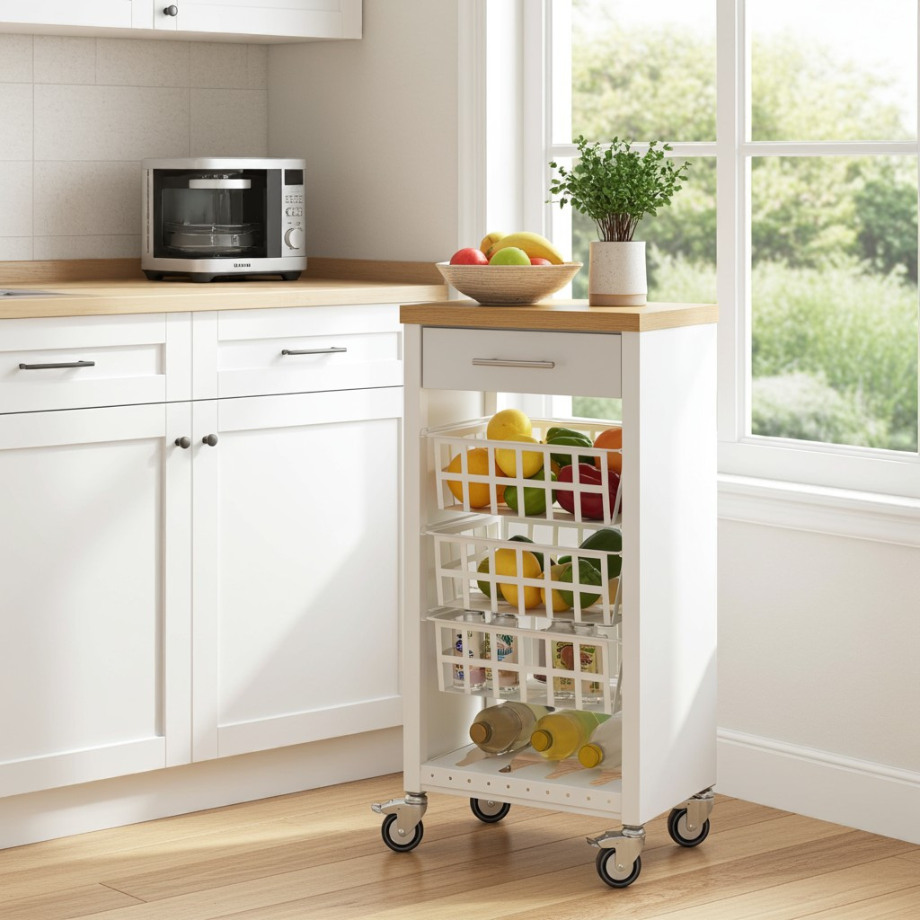 Kara white kitchen trolley