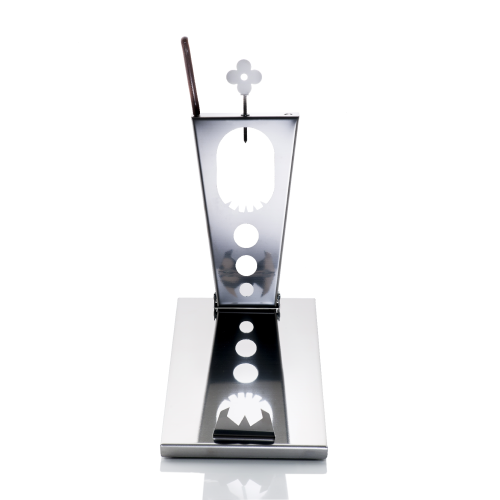 Supporto per prosciutto ZEN in acciaio inox – vista frontale con base stabile